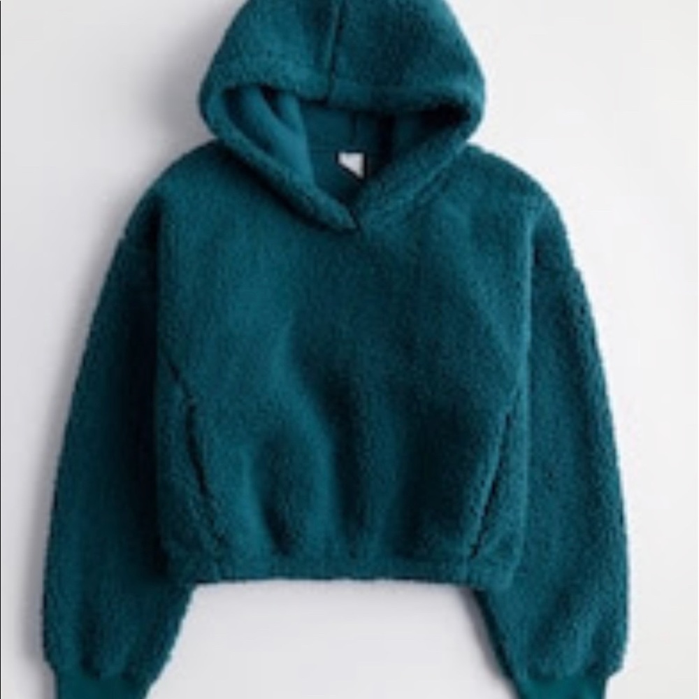 Hollister Gilly Hicks Sherpa Hoodie in Teal.